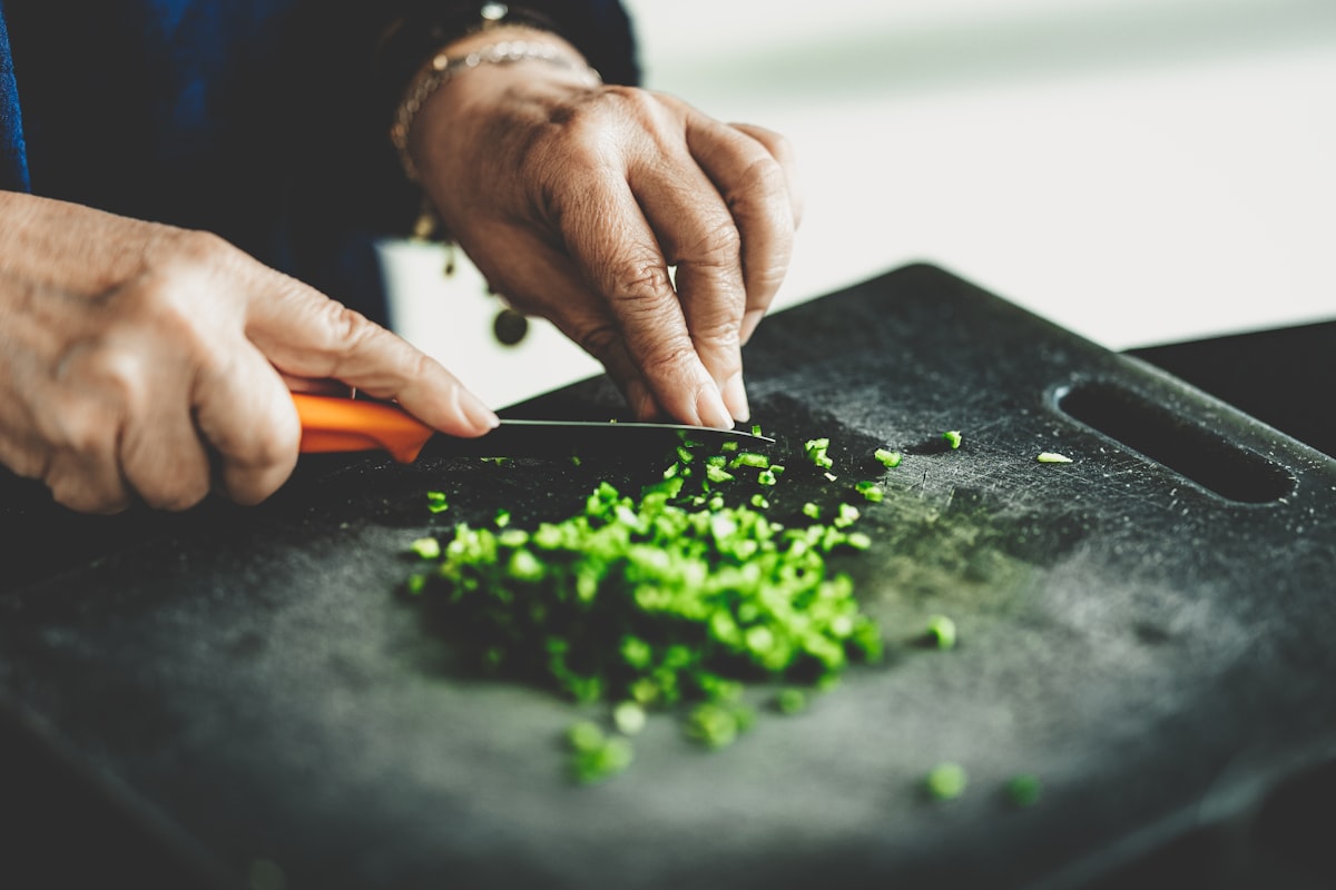 Balanced meal preparation in kitchen